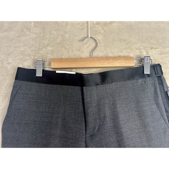 NWT Express Dress Pants Mens 29x32 Gray Oxford Flat Front Slim Wool/Laine - Picture 6 of 8